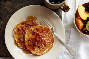 Sour Cream & Bacon Pancakes with Orange Maple Syrup