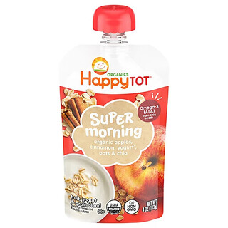 Happy Tot Organics® Non-GMO Super Morning Apples Cinnamon Yogurt & Oats + Chia Stage 4 Baby Food