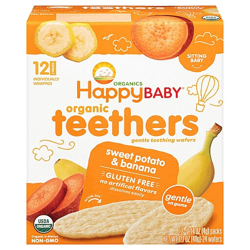 Happy Baby Organics® Gluten-free Teethers Sweet Potato & Banana Gentle Teething Wafers