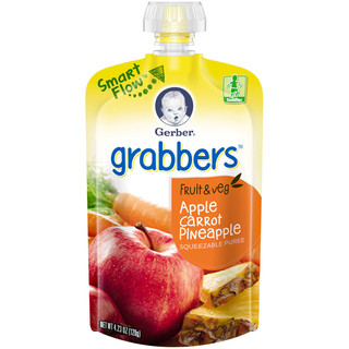 Gerber® Grabbers Fruit & Veggies Squeezable Puree, Apple Carrot Pineapple