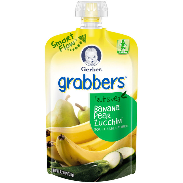 Gerber® Grabbers Fruit & Veggies Squeezable Puree, Banana Pear Zucchini