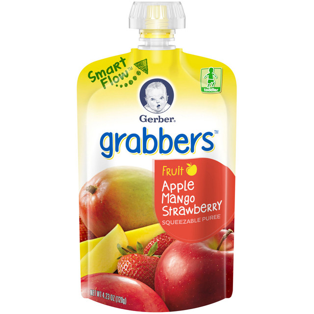 Gerber® Grabbers Fruit Squeezable Puree, Apple Mango Strawberry