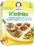 Gerber® Lil' Entrees® Mashed Potatoes & Meatloaf Nuggets in Gravy with Carrots, Peas & Corn
