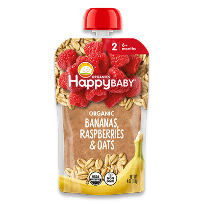 Happy Baby Bananas, Raspberries & Oats