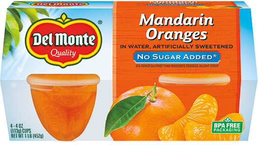 Del Monte®  Fruit Cup®  Snacks Mandarin Oranges No Sugar Added