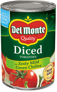 Del Monte® Diced Tomatoes with Zesty Mild Green Chilies