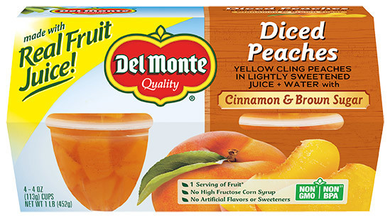 Del Monte®  Fruit Cup®  Snacks Cinnamon Brown Sugar Diced Peaches