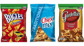 Bugles, Chex Mix and Gardetto's Snack Mix