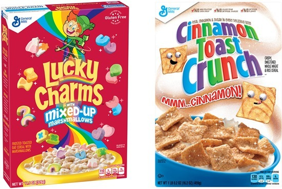 Lucky Charms and Cinnamon Toast Crunch Cereal