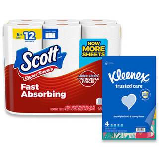 Kleenex Facial Tissues and Scott Double Roll Paper Towels