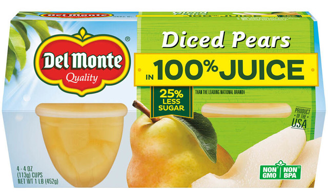 Del Monte® Fruit Cup® Snacks Diced Pears in 100% Juice