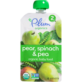 Plum Organics Pear, Spinach & Pea Baby Food 