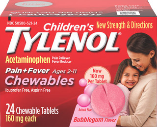 Children's Tylenol® Pain + Fever Chewables Tablets Bubblegum Flavor