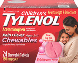 Children's Tylenol® Pain + Fever Chewables Tablets Bubblegum Flavor