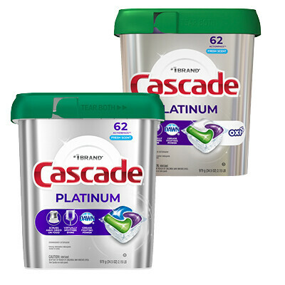 Cascade Platinum Plus, Platinum or Complete Dishwashing Detergent