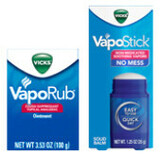 Vicks Vapo products including VapoRub, Stick & Inhaler
