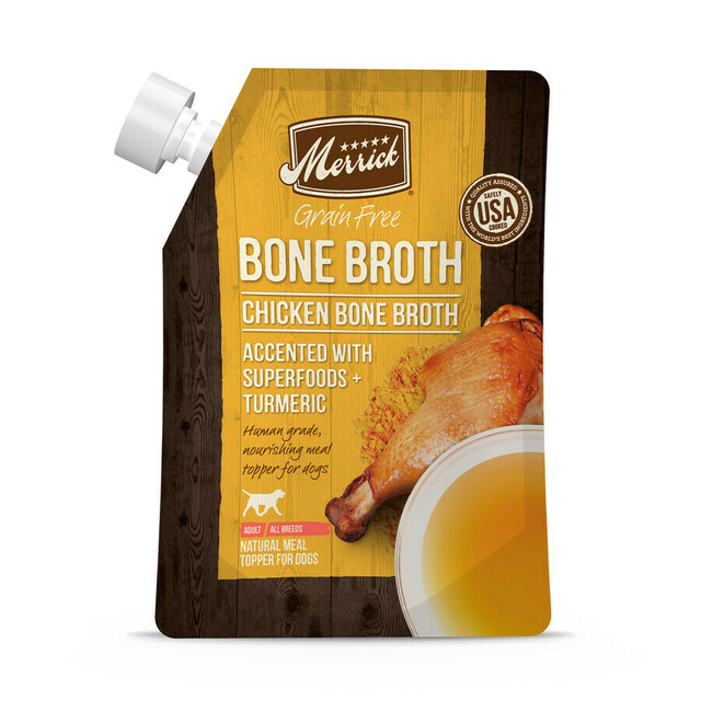 Merrick Grain Free Bone Broth Chicken Dog and Cat Food Topper Pouches