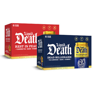 Liquid Death Dead Billionaire & Rest in Peach