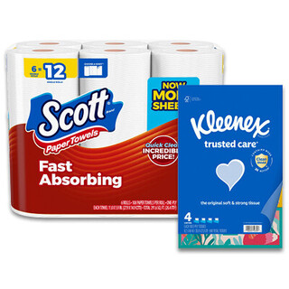 Kleenex Facial Tissues and Scott Double Roll Paper Towels