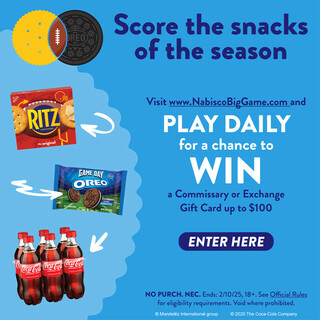 Play Daily for a Chance to Win a Commissary or Exchange Gift Card up to $100!