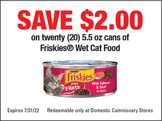 Look for this Friskies Coupon at your local Commissary