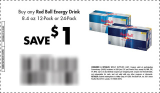 Look for this Red Bull Coupon at your local Commissary