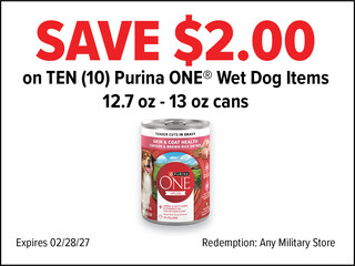 Save $2.00 on Purina ONE® Wet Dog Items
