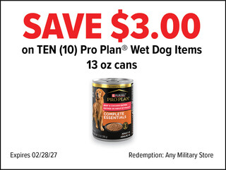 Save $3.00 on Pro Plan® Wet Dog Items