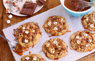 S'mores Cookies with Caramel Drizzle