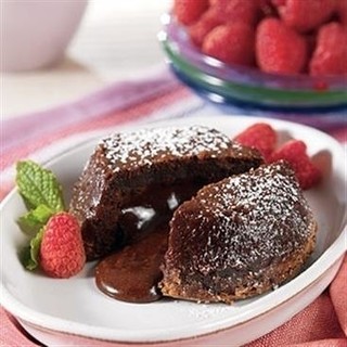 Molten Chocolate Cake with Raspberries