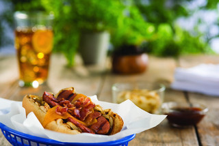 Cheddar-Bacon BBQ Hot Dogs