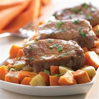 Baked Pork Chops With Yams & Apples
