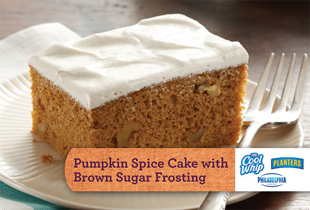 Pumpkin Spice Cake with Brown Sugar Frosting