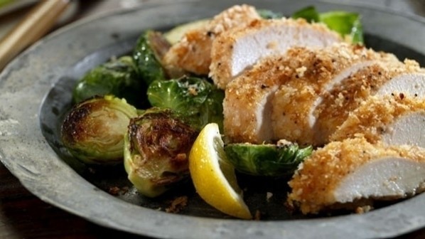 Healthy Comfort: Unfried Chicken with Roasted Brussels Sprouts