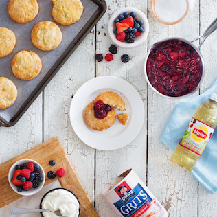 Sweet Grits Shortcakes with Berry Compote