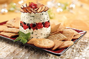 Layered Basil-Roasted Red Pepper Spread