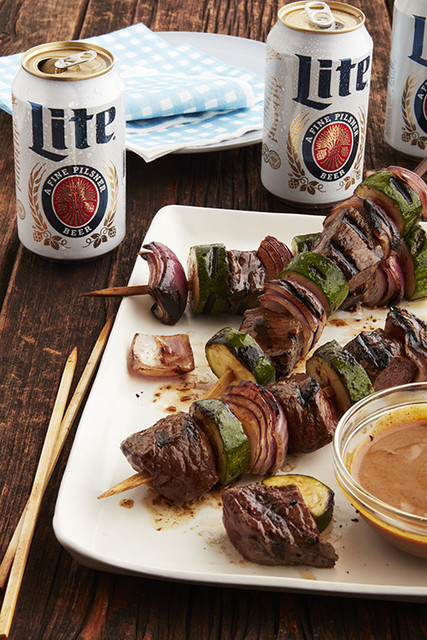 Grilled Beef Skewers with Miller Lite Base Marinade