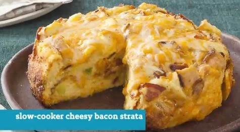 Slow-Cooker Cheesy Bacon Strata