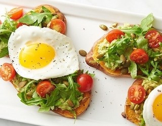 Avocado & Fried Egg Sweet Potato Toasts