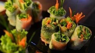 Fresh Vegetable and Smoked Salmon Spring Rolls