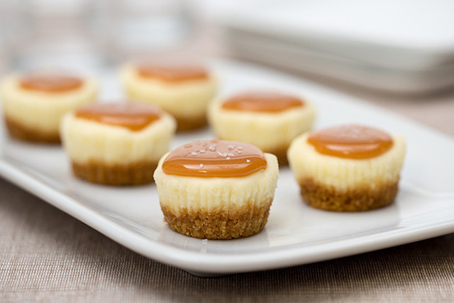 Bite-Size Salted Caramel Cheesecakes
