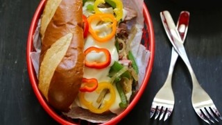 Philly Cheesesteak With Sweet Peppers and Homemade Provolone Sauce