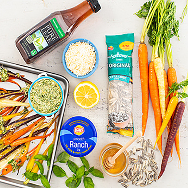 Roasted Carrots with Creamy Carrot Top Pesto