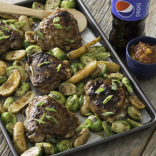 Pepsi Jerk Chicken with Brussels Sprouts & Potatoes