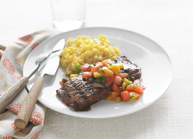 Grilled Skirt Steak with Fruit Salsa