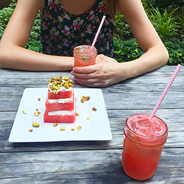 Watermelon-Goat Cheese Bites & Watermelon Basil Lemonade