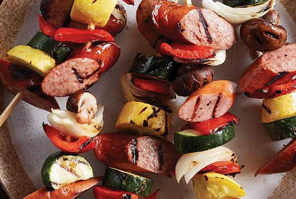 Smoked Sausage and Veggie Kabobs