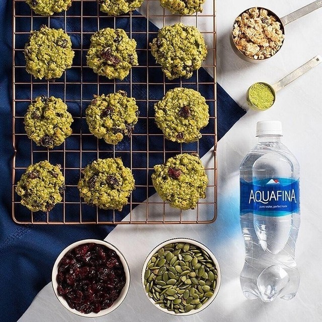 Matcha Cherry Granola Cookies