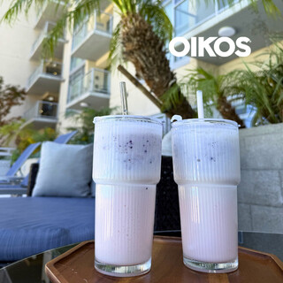 Red, White & Protein Smoothie with OIKOS Protein Shakes