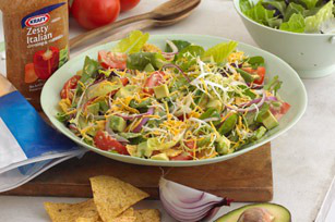 Chopped Salad with Tortilla Chips and Avocado Dressing